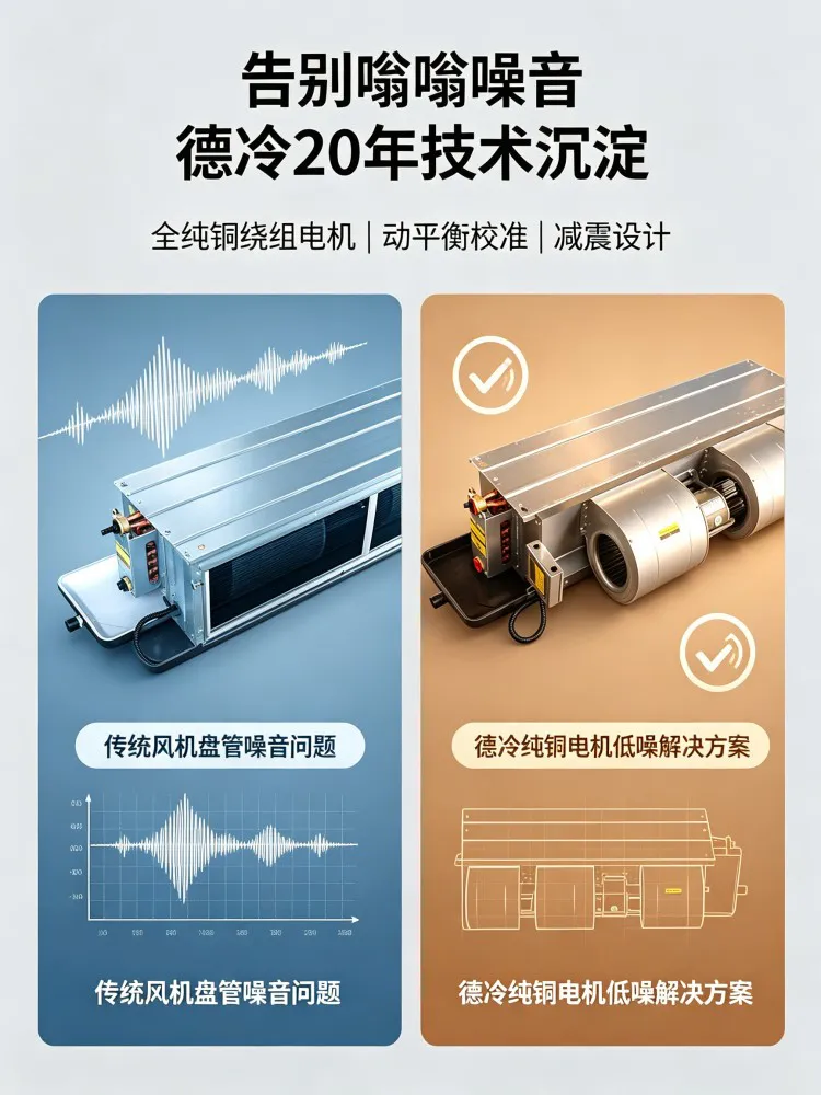 风机盘管半夜嗡嗡吵？德冷纯铜电机低噪运行，酒店住宅都能用